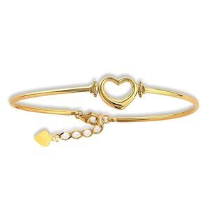14K Gold Heart Bangle Bracelet | Dainty Fine Jewelry for Her By Tehrani Jewelry